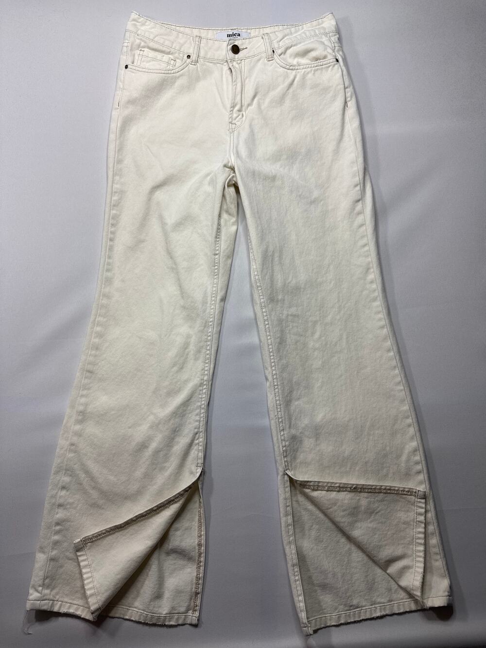 Mica Los Angeles Women's Split Hem Flare Cream Jeans - Size 29‎ (29x31)